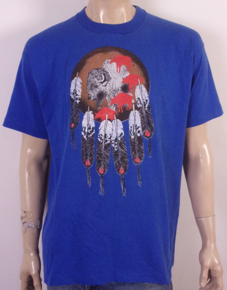 vintage 80s 90s single stitch Indian Dream Catcher T-Shirt Buffalo Nature XL