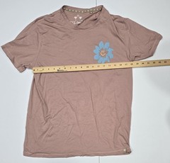 Free Planet Men’s Large T-Shirt Organic Cotton Mauve Blue Flower Positive Vibes