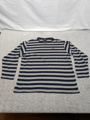 Polo Jeans Ralph Lauren Striped Long Sleeve Shirt Pullover Medium Blue Gray READ