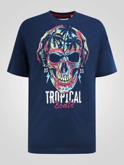 D555 Duke Big Mens Skull Printed T-Shirt Navy 2XL 3XL 4XL 5XL 6XL 7XL 8XL 601909