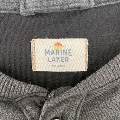 Marine Layer Mens Charcoal Gray Long Sleeve Henley Shirt XL Raw Hem Soft Knit