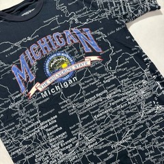 Vintage Michigan All Over Print Map T-Shirt Men’s Medium USA Map Short Sleeve