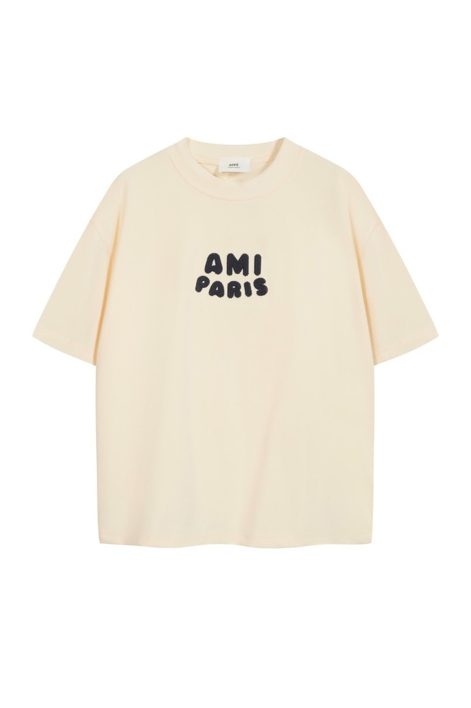 AMI PARIS Tee Men’s Navy blue & Beige Short Sleeved T-Shirt S-M-L-XL