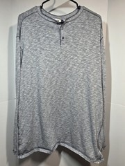 Rowm Mens L/S Henley Shirt XLT Heathered Blue & Gray