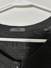 ATM Long Sleeve Linen Henley Shirt Men’s Large Black Minimalist