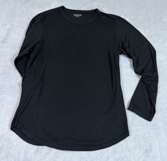 Goodlife Men L Long Sleeve Supima Cotton MicroModal Scallop Crew Shirt Black