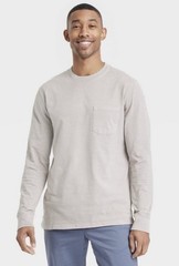 Goodfellow & Co Men’s Standard Fit Long Sleeve Pocket T-Shirt Taupe Size M
