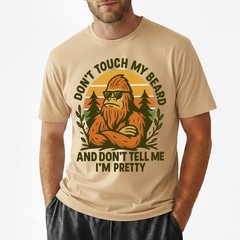 Don’t Touch My Beard Bigfoot T-Shirt Funny Sasquatch Sunglasses Retro Tee S-5XL