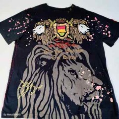 Rebel Spirit T Shirt Men 2XL Black Red Foil Gold Rasta Flag Lion Streetwear Used