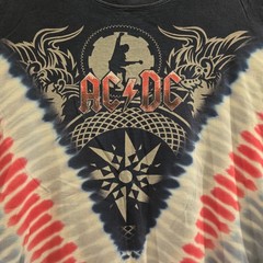 Vintage AC/DC Black Ice Pleated V Tie Dye Official 2008 Tour Concert Shirt Sz L