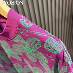 Men’s Pink Floral Print T-Shirt Casual Short Sleeve Cotton Crew Neck Summer Tee