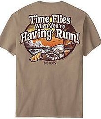 Time Flies When Having Rum Big Dog Tee Shirt 6X Pebble Brown Cotton New