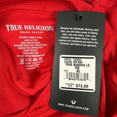 True Religion Mens True Buddha LS Tee Red Long Sleeve Graphic Shirt XL New $72