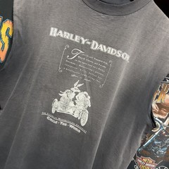 Vintage 90s Harley Davidson Sun Faded Single Stitch T Shirt Looney Tunes Taz L