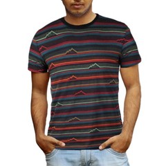 Beautiful Giant Men’s Striped T-shirt Jacquard Regular Fit Outdoor BLACK