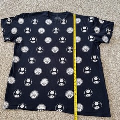 Super Mario Bros All Over Toad Head Black Men’s T Shirt Size 2XL