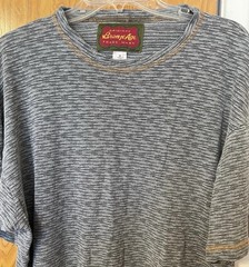 Vintage 90s Bronze Age Striped T Shirt Size M Skate Surf Tee USA Y2K Fish Logo