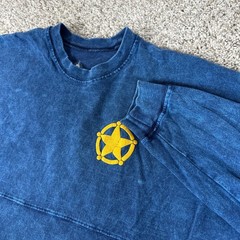 Disney Spirit Jersey Unisex Medium Blue Toy Story Woody Mineral Wash Long Sleeve