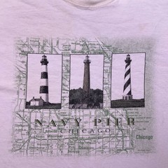 VTG Gear For Sports Unisex Ivory Navy Pier Casual Wear Crew Neck T-Shirt Size XL