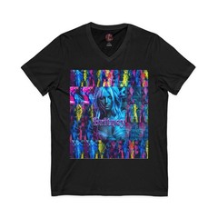 Retro Neon Cyber V-Neck Graphic Tee Pop Icon Streetwear In The Zone Shirt 3005