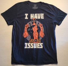Marvel Deadpool I Have Issues T Shirt Mens 2XL Black Graphic Comic Tee Humor