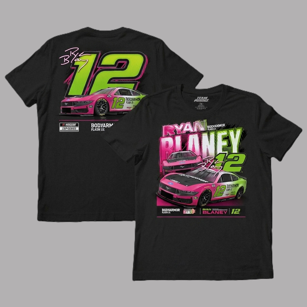 Ryan Blaney #12 Team Penske Body Armor Flash IV Charcoal Racing T-Shirt