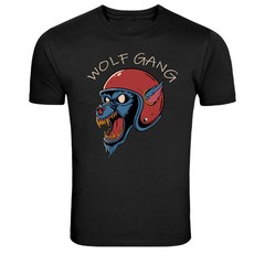 Wolf Gang Biker Wolf Helmet Graphic T-Shirt Motorcycle Tee