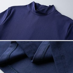 Men’s Slim Fit Half High Collar Short Sleeve T-Shirt in Polyester Solid Colors