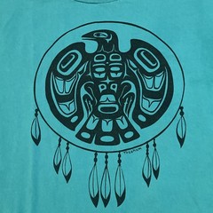 VTG Native American Pacific Northwest L Turquoise T-Shirt Dream Catcher w Eagle