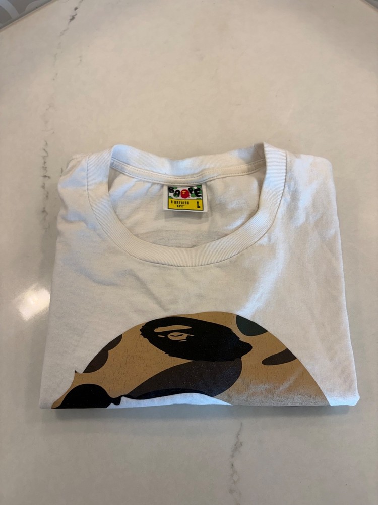 A Bathing Ape BAPE ABC White Camo Baby Milo Head T-shirt Green / Size L