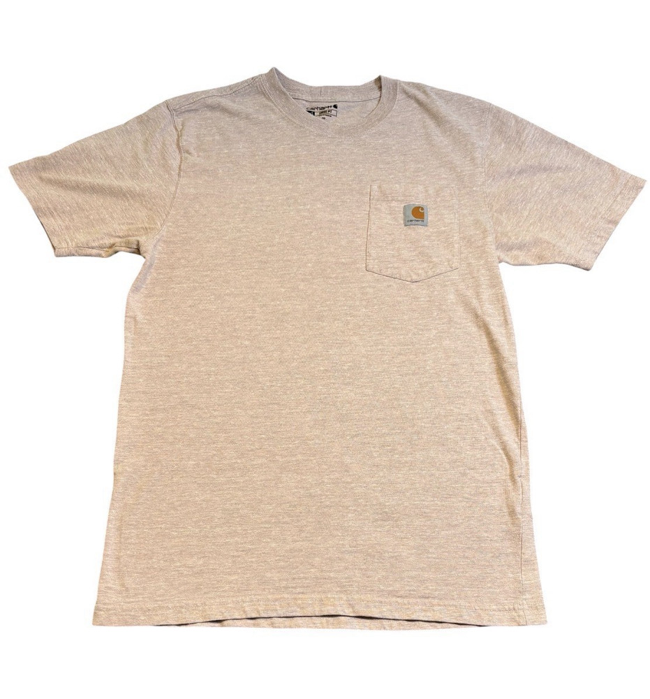 Carhartt K87 Pocket T Shirt Mens Small Loose Fit Heavyweight Tan Heather V20