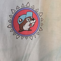 Buc-ee’s Men’s S Light Blue/White Tie-Dye Graphic Logo Crew Neck Cotton Tee