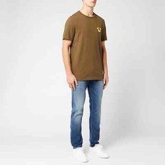 True Religion Metallic Gold Buddha T-Shirt Green Size S