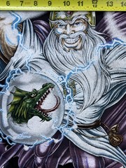 Vtg American Thunder 90s Tshirt AOP Lightning Wizard Crystal Ball Dragon XL