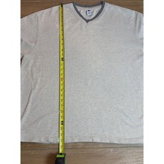 Gap Factory Mens XXL V-Neck Shirt Short Sleeve Oatmeal Heather Grey Trim Cotton