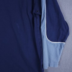 Vintage Nike Center Spell Out Long Sleeve Shirt Mens XL Blue Cut Sew Piping Y2K