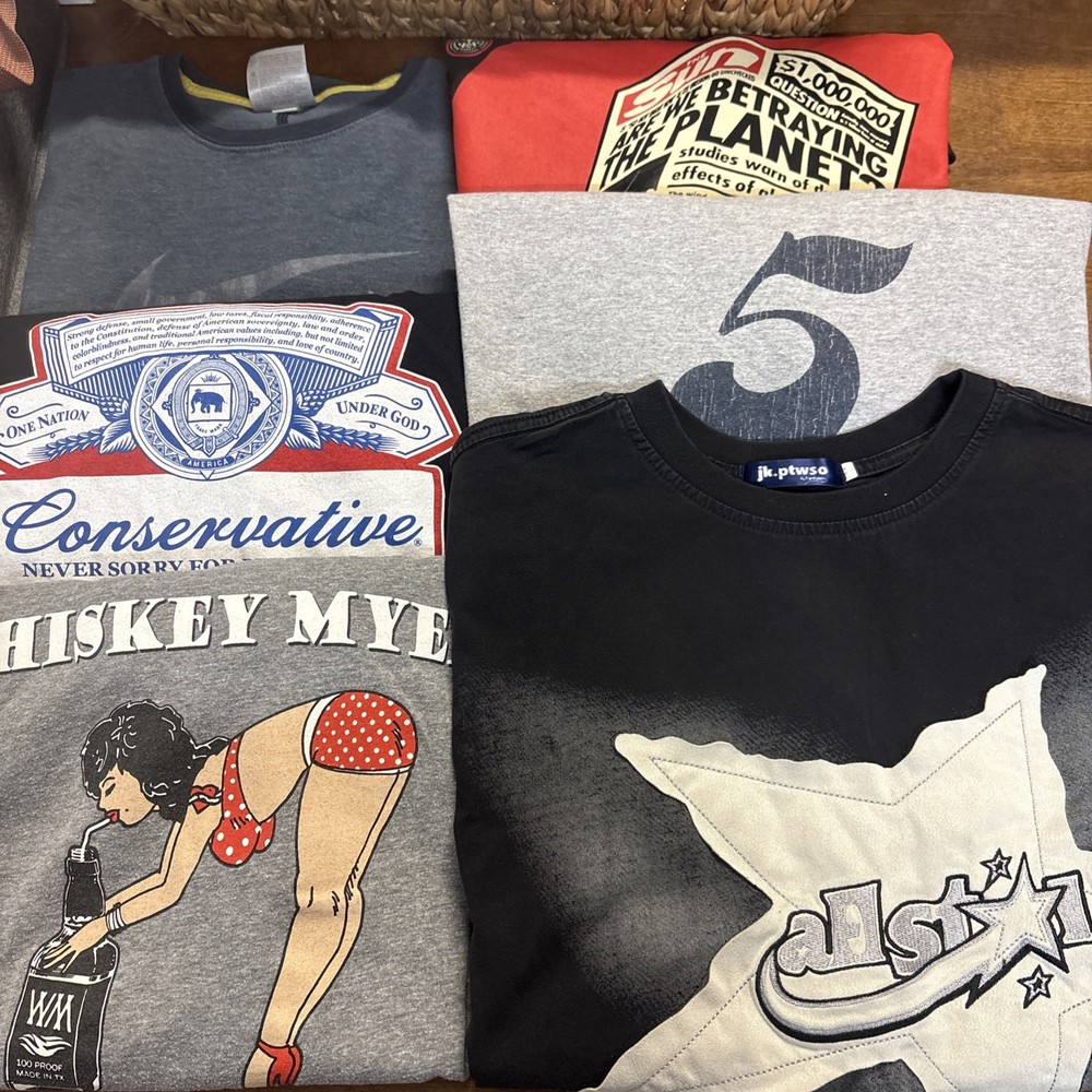Y2K Modern Streetwear Graphic T Shirt Bundle Lot of 6 Tees Wholesale Reseller
