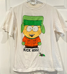 Large Vintage South Park T Shirt Kyle Broflovski KICK ASS HT Evans Cotton READ