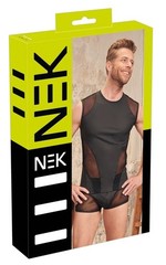 Men’s Black Mesh Wetlook Sleeveless Shirt Clubwear Tank Top