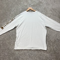 Carhartt T-Shirt Men XL Cream Long Sleeve Loose Fit Graphic Sleeve Crew Neck EUC