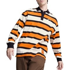 PUMA Carrots X Collared Long Sleeve Pullover Shirt Mens Orange, White Casual Top