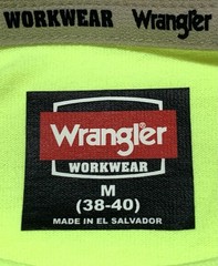 NEW Wrangler Workwear Men’s Hi-Vis Yellow Long Sleeve Pocket T-Shirt Size M