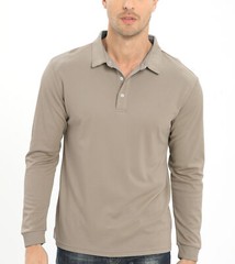 Men’s Polo Shirt Long Sleeve Outdoor Golf T Shirt 3-Button Quick Dry Lightweight