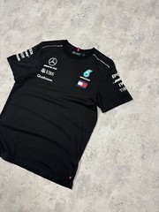 Mercedes AMG Petronas F1 Black Short Sleeve Big Logo T-Shirt Size S