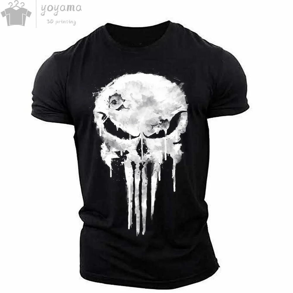 Men’s T Shirt 3d Print Military Patriotic Skull O-neck T Shirt Oversized T-shirt