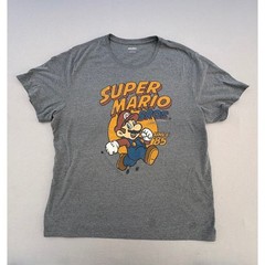 Super Mario Bros Graphic Tee Mens XXL Gray Heathered Retro Nintendo T-Shirt