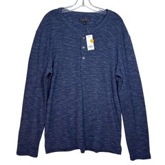 Banana Republic Mens Pima Cotton Modal Henley Shirt Blue Long Sleeve Large NEW