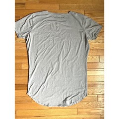 Alphalete Mens Scoop Neck Curved Scallop Hem T-Shirt Heather Grey Large
