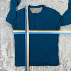 UNTUCKit Grassi Henley Shirt Mens Small Teal Blue Long Sleeve Cotton Blend