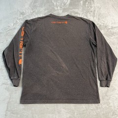 Carhartt K231 Long Sleeve Logo T Shirt Mens Medium Brown Orange Graphic Tee Work